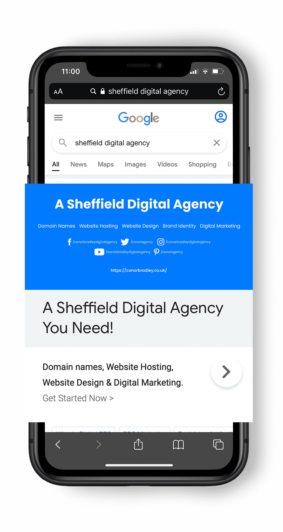 Google Display PPC Ads Sheffield IPhone 11 Mockup Conor Bradley Sheffield Digital Agency e1632175004186