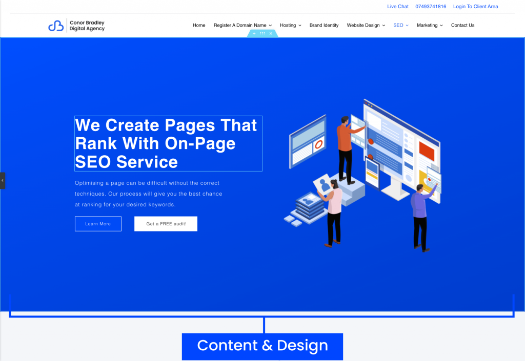 On-Page SEO Service Content Design Diagram Conor Bradley Digital Agency