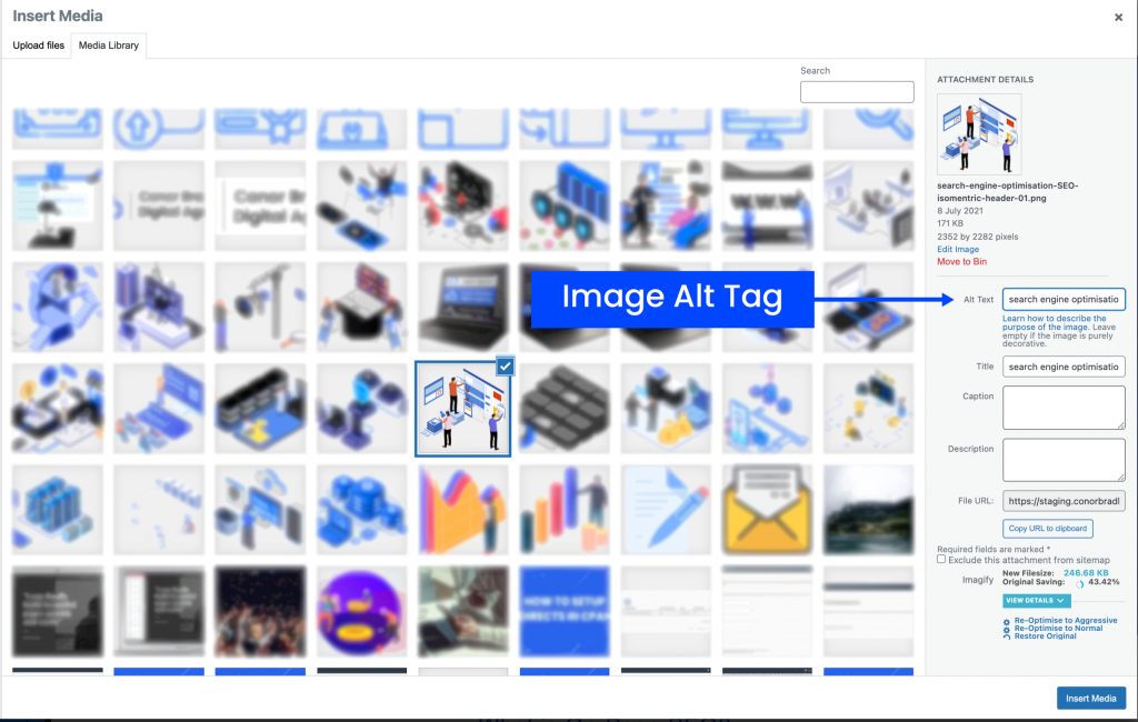 On-Page SEO Service Image Alt Tag Diagram Conor Bradley Digital Agency