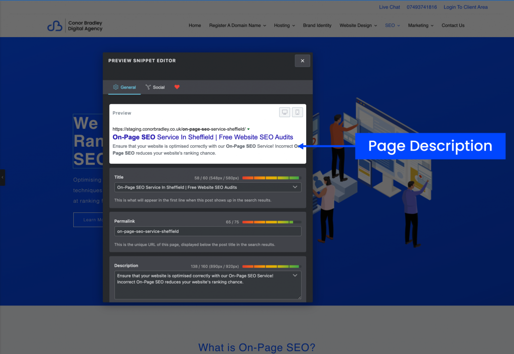 On-Page SEO Service Page Description Diagram Conor Bradley Digital Agency