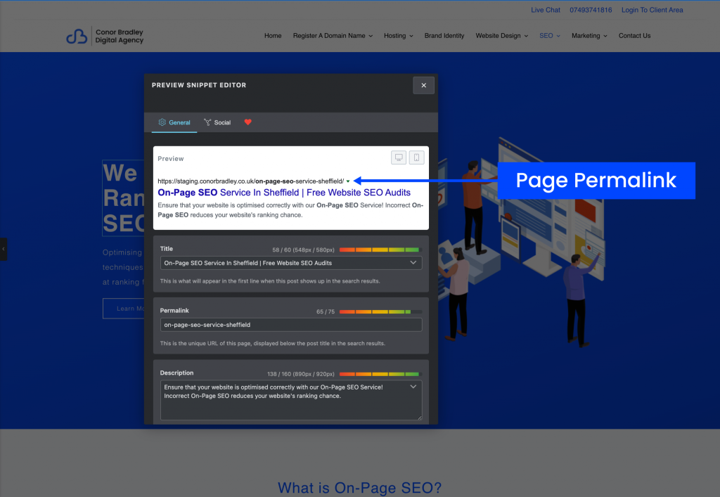 On-Page SEO Service Page Permalink Diagram Conor Bradley Digital Agency