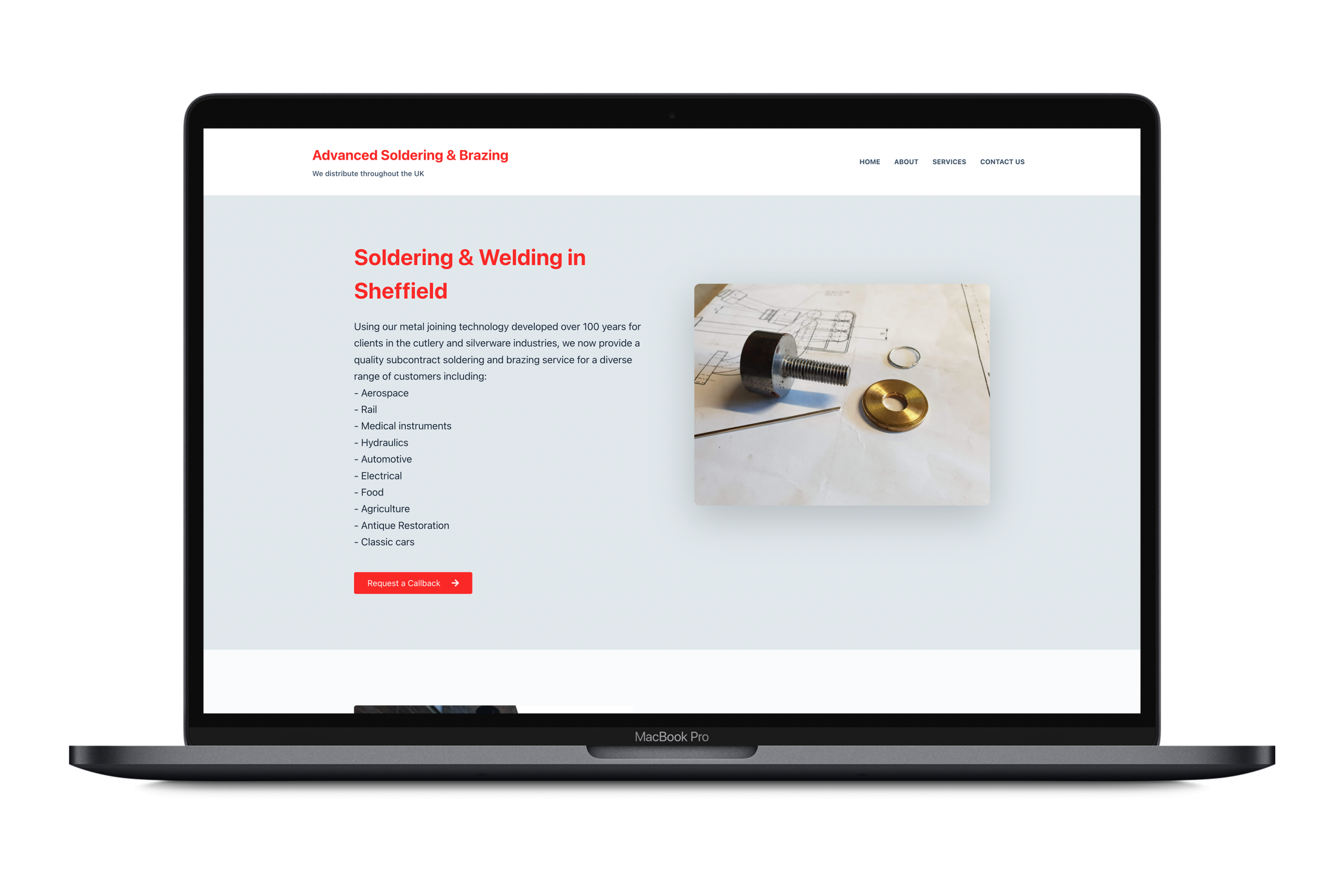 Advanced soldering brazing after website design macbook pro mockup conor bradley digital agency