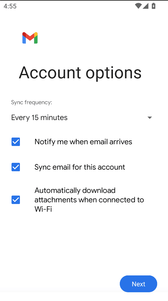 Gmail Account Options App