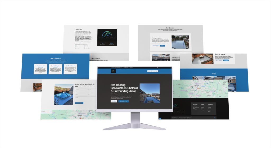 Proficient Flat Roofing all pages mockup