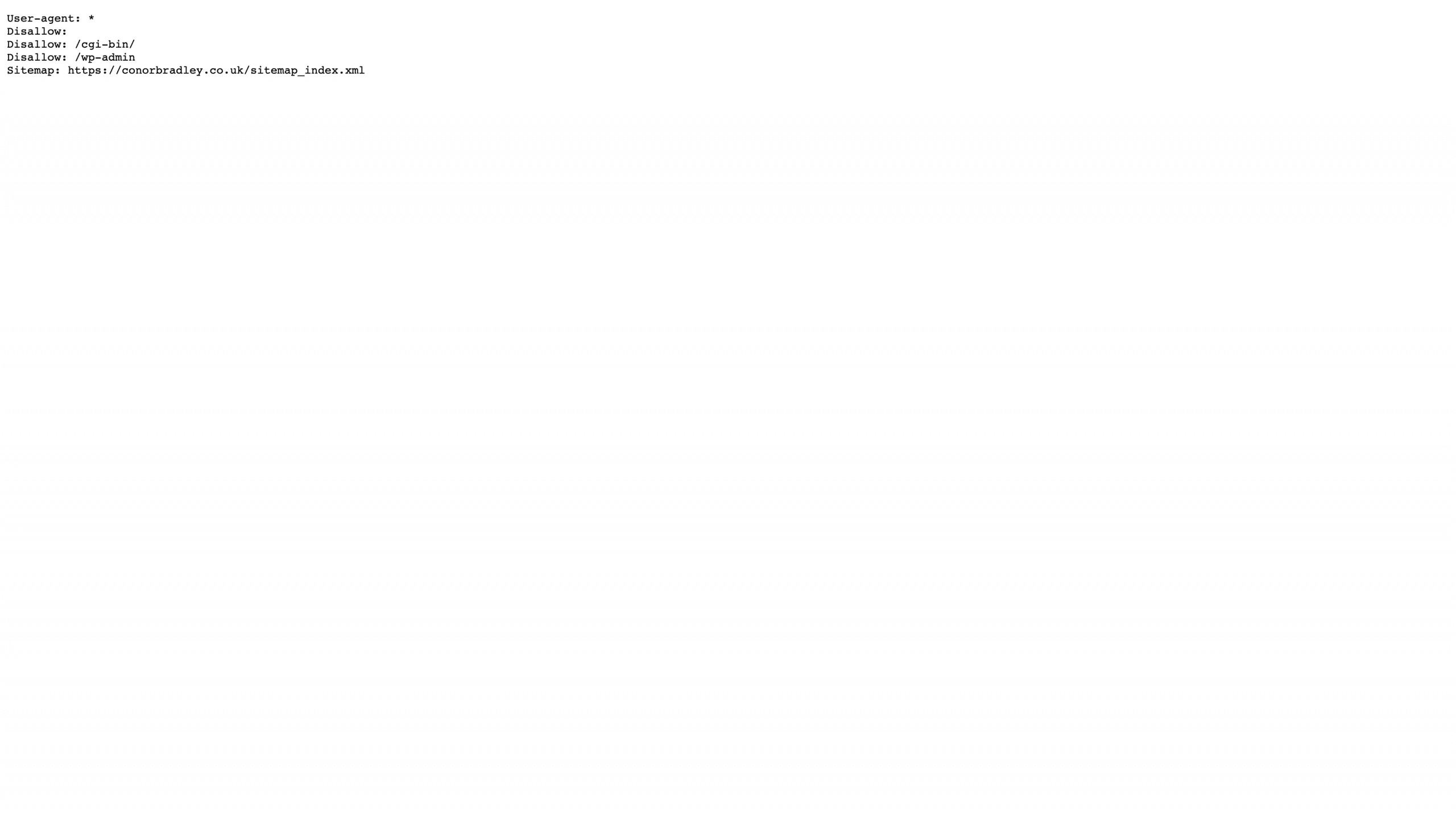Technical SEO Robots Screenshot Conor Bradley Digital Agency