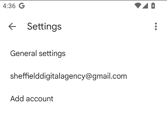 Selecting Add Account In GMail App