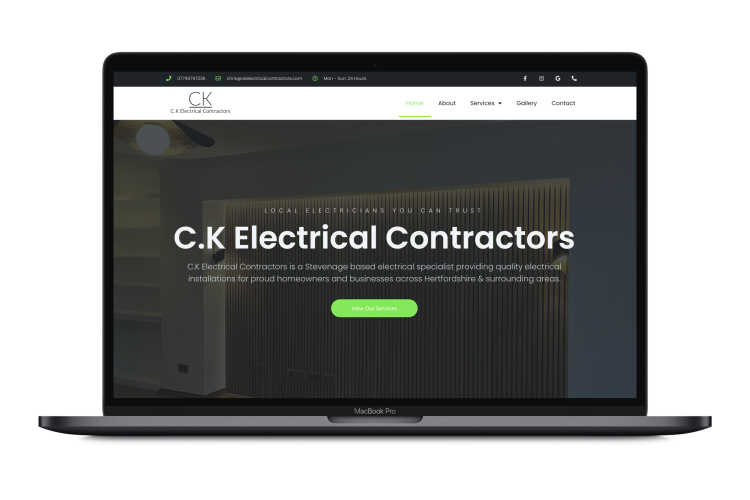 Ck electrical contractors website mock up macbook pro