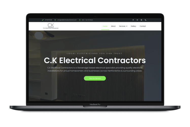 CK Electrical Contractors Website Mock Up MacBook Pro