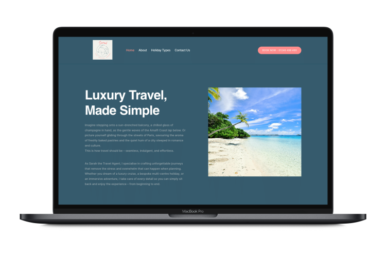 Sarah the Travel Agent Macbook Pro Mockup