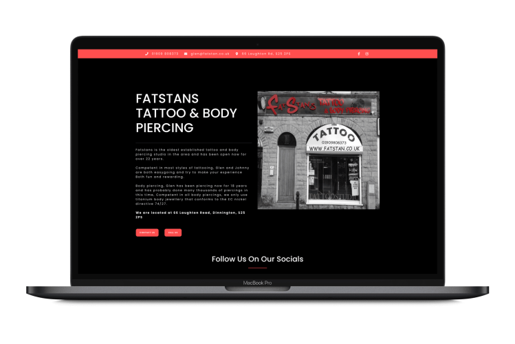 Website Case Study- FatStans Tattoo & Body Piercing Macbook Pro Mockup