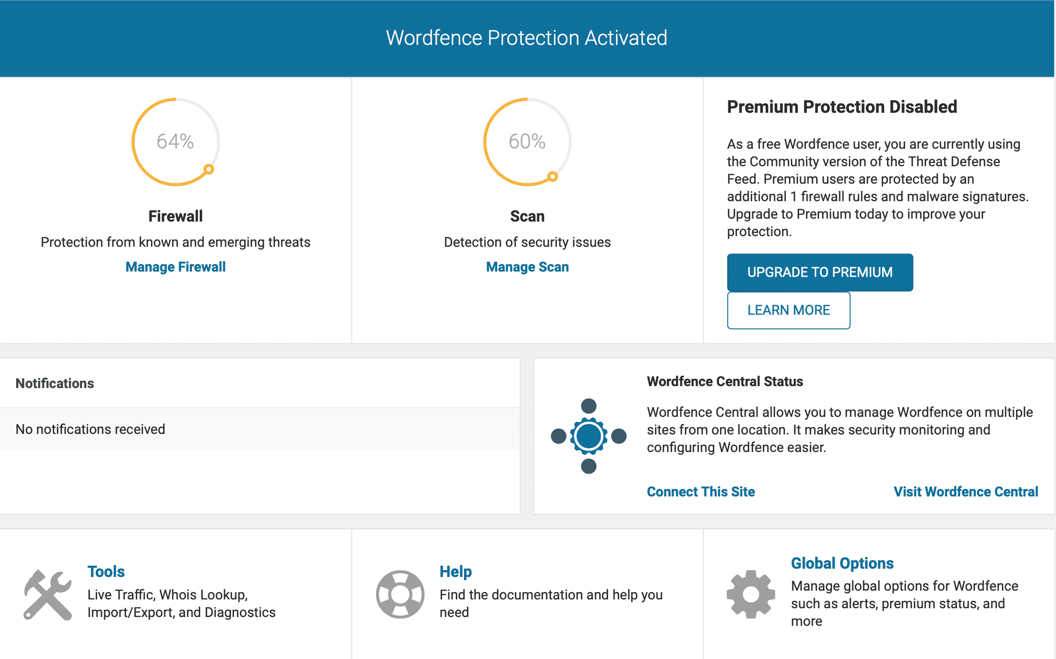 WordPress Security Hardening Wordfence Security Screenshot